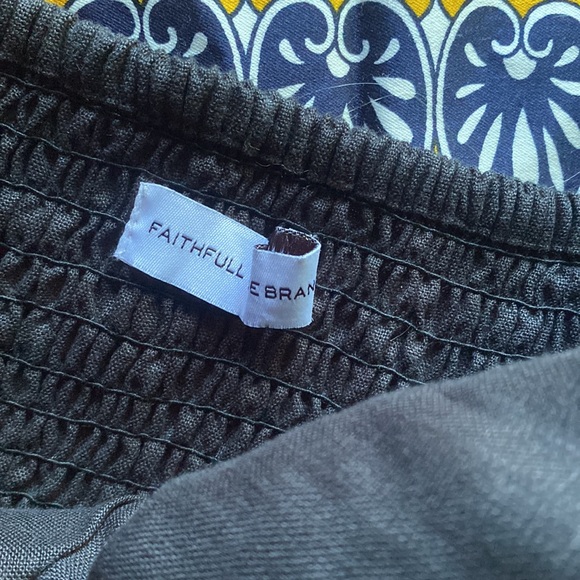 ❤️… Anthropologie Faithful The Brand Linen Black Bow Jumpsuit - Picture 5 of 5